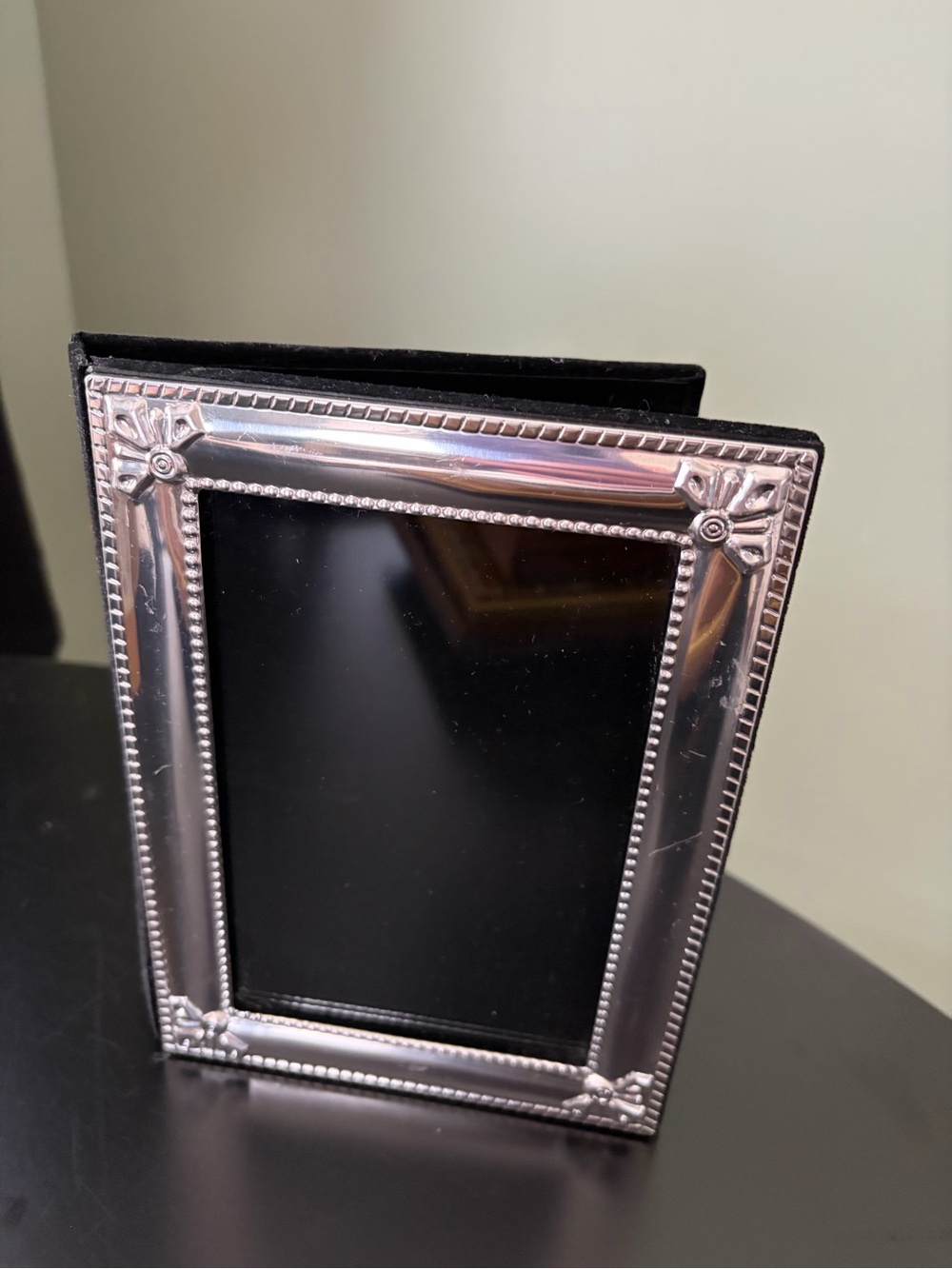 Vintage Silver Picture Frame Photo Album Black Velvet 90s Y2k